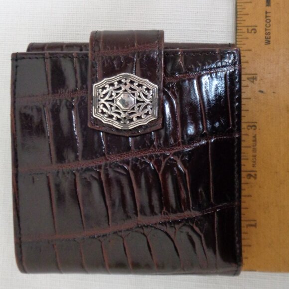 BRIGHTON Vintage Croc Embossed Wallet Snap Bifold - Picture 9 of 13